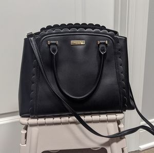Kate Spade New York Black Scallop Leather Satchel